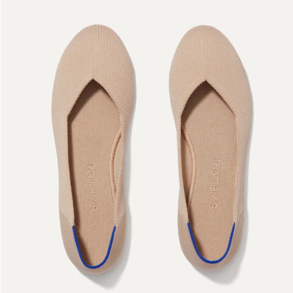 Rothy’s The Flat Ecru w/ Tortoise Shell Soles Size 9 Versitile & Comfy 💃
